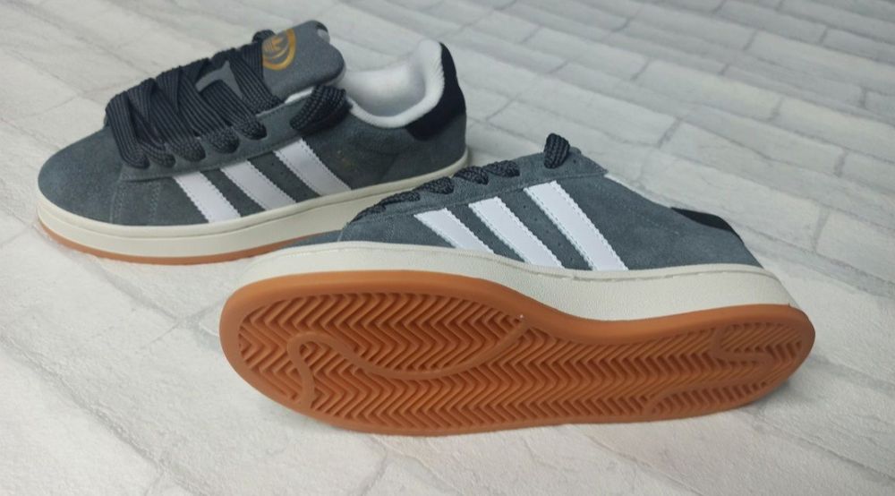 Кроссовки adidas campus серые с чёрным 815-14
