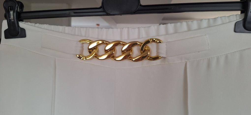 Szerokie spodnie eleganckie XL kremowe
