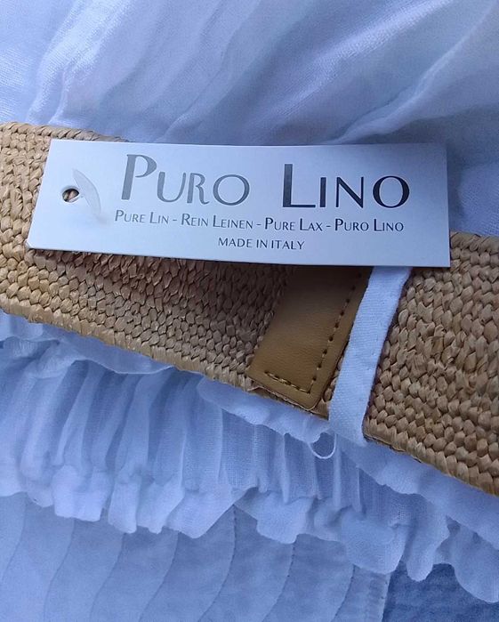 Nowy Lniany komplet szerokie spodnie koszula 100% len puro S M L uni