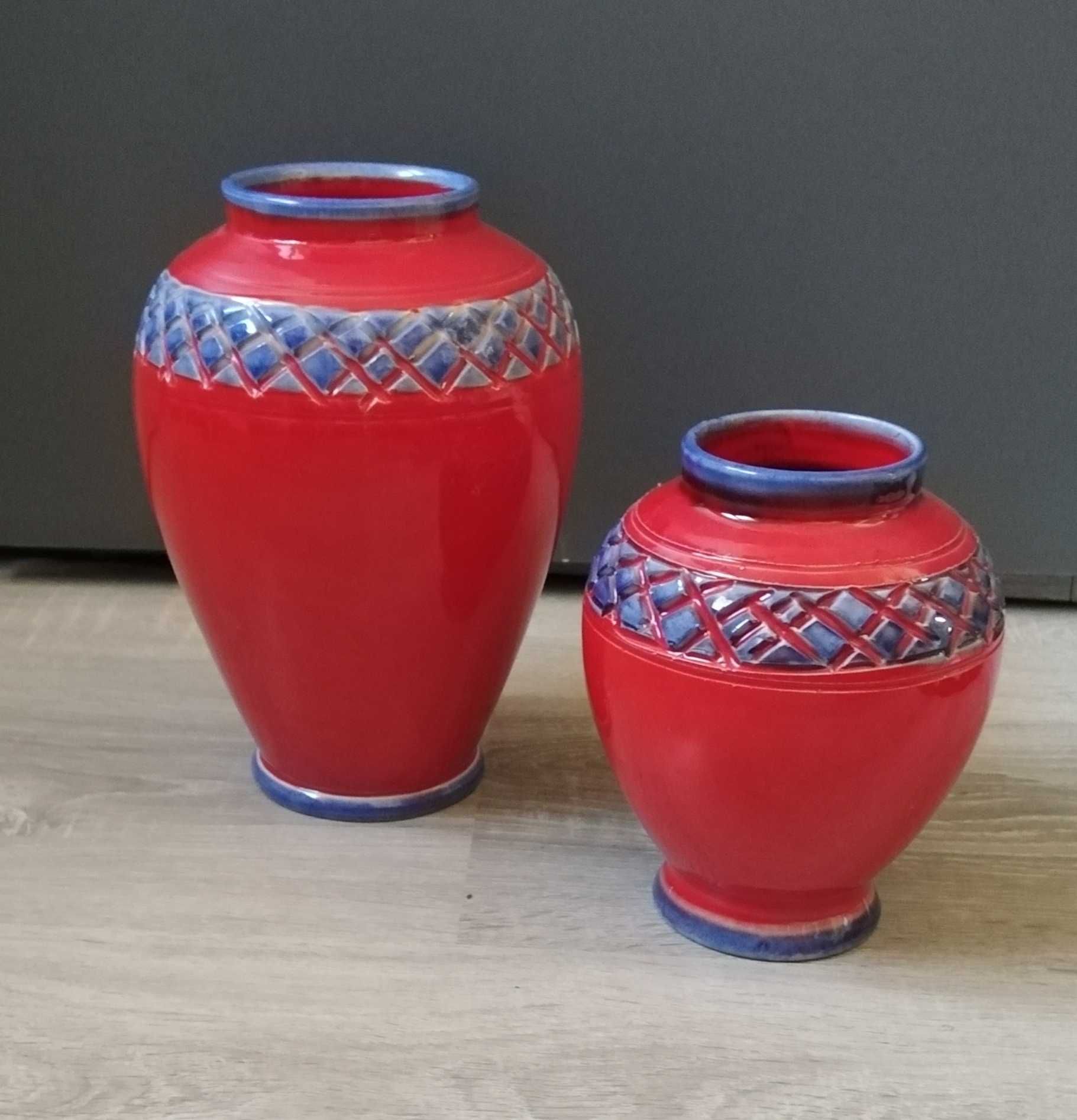 Wazony ceramiczne czerwone ozdobne 2 sztuki