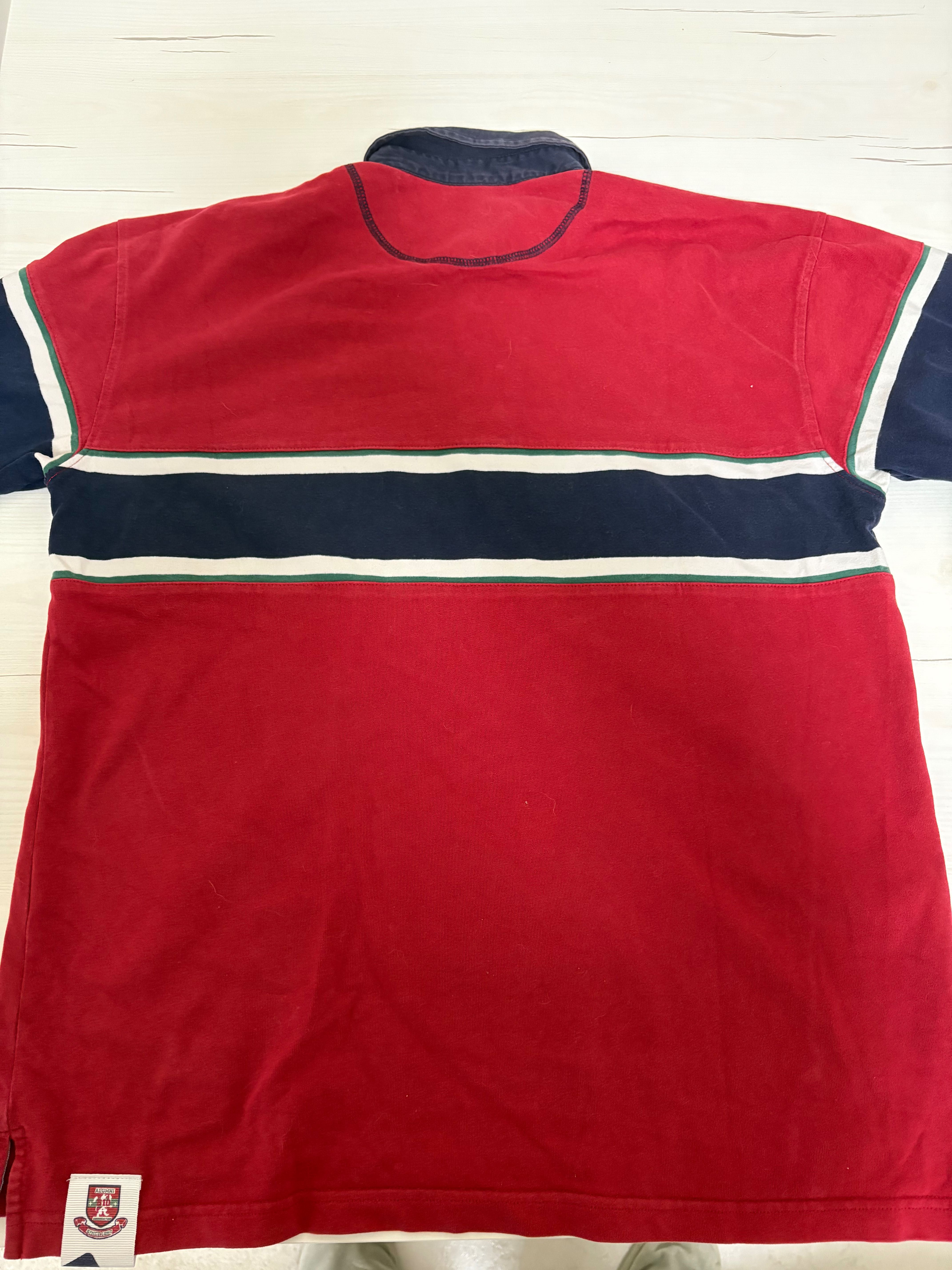 Polo Vermelho com Riscas Azuis |Induylco|Manga Comprida100% Algodão XL