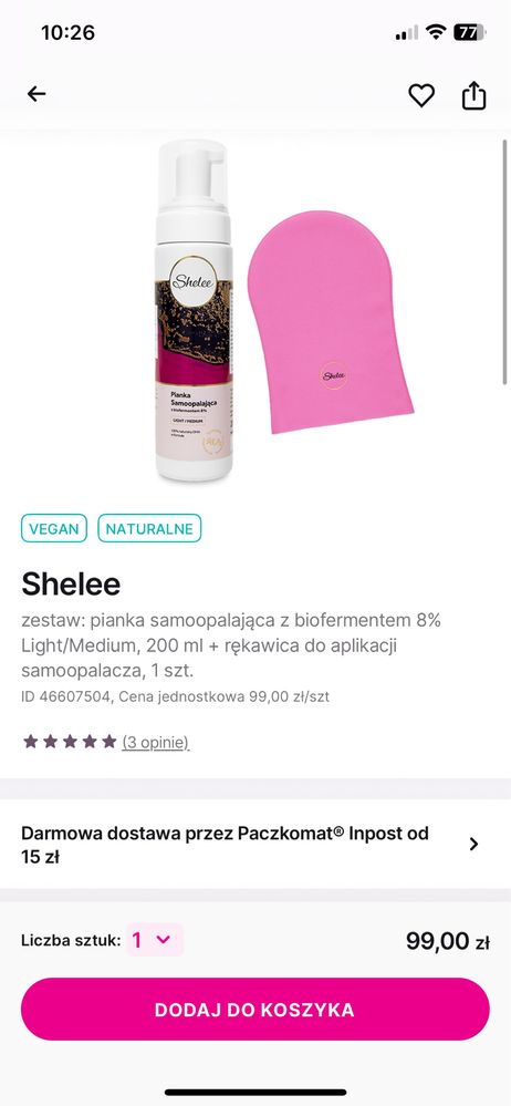 Samoopalacz w formie pianki z biofermentem z owsa i witaminami A+E+C.