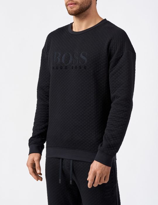 HUGO BOSS (M) джемпер свитшот мужской черный вафельный оригинал кофта