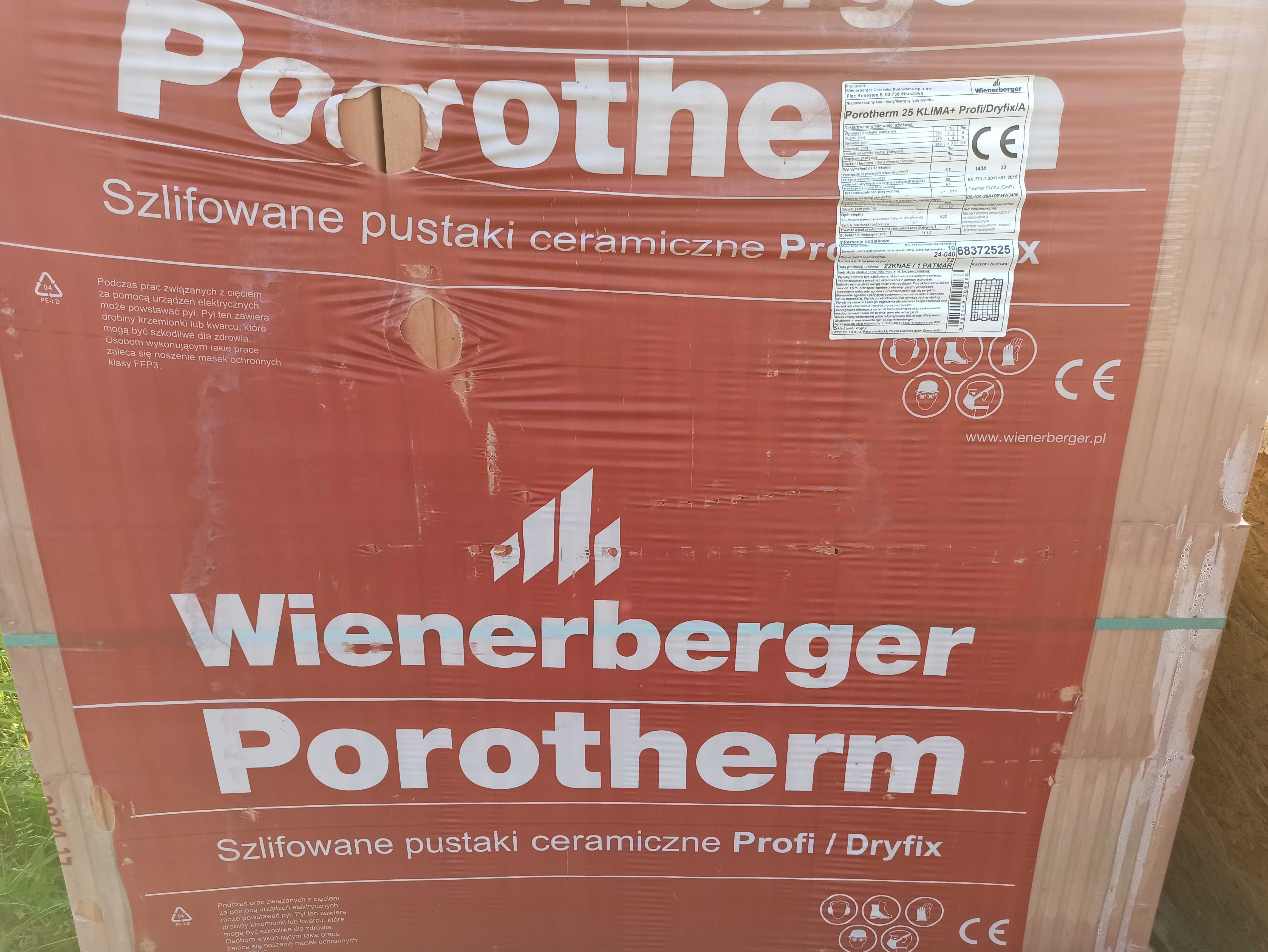 Pustaki ceramiczne Wienerberger Porotherm 25 Klima+ Profi