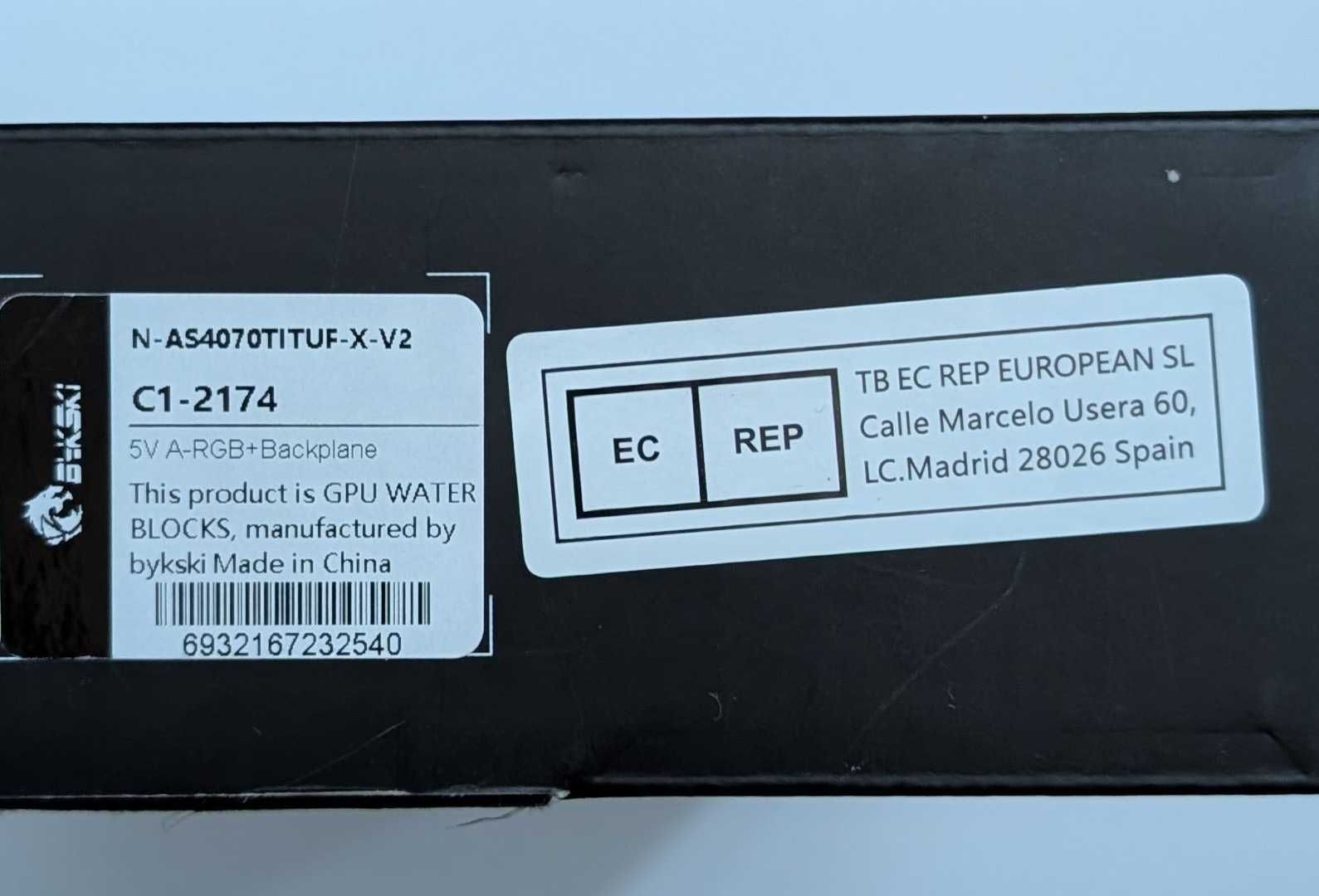 Waterblock BYKSKI RTX 4070/Ti TUF - Novo/Open Box