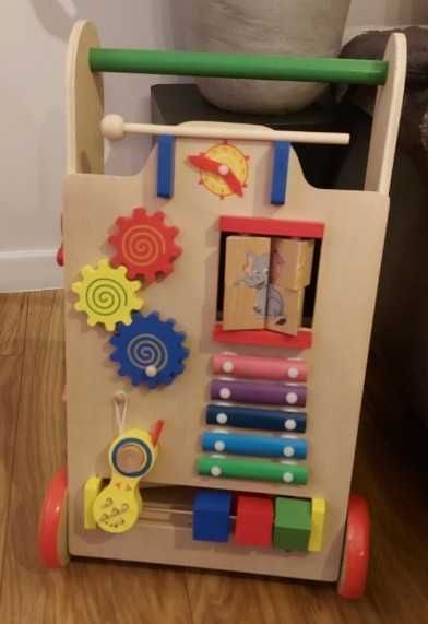 Tablica Edukacyjna Manipulacyjna Pchacz Chodzik Drewniany dla Dzieci