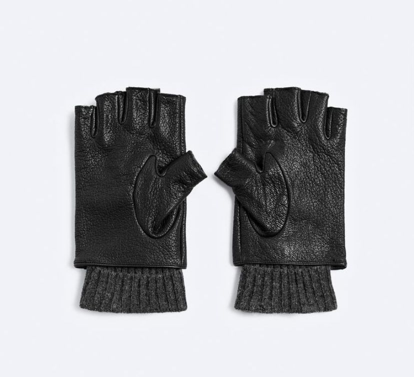 Zara Шкіряні рукавички з відкритими пальцями
