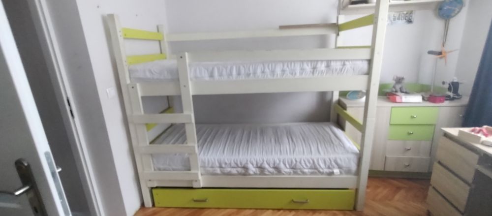 Łóżko piętrowe drewniane z szufladą   80x200