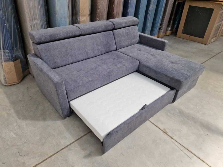 NOWY szary narożnik z funkcją i pojemnikiem KOMPAKTOWY - wyprzedaż 50%