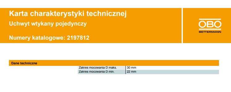 Uchwyt wtykany pojedynczy Nr. 1974 OBO 22-30. 10 SZTUK.