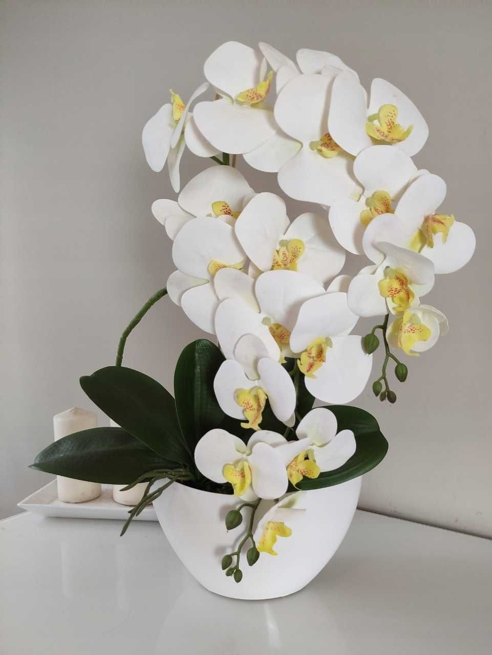 Storczyk orchidea w doniczce sztuczny dekoracja duzy