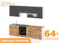 Meble Kuchenne z Blatem 2.6m Marocco Szary Mat Dąb Wotan Promocja