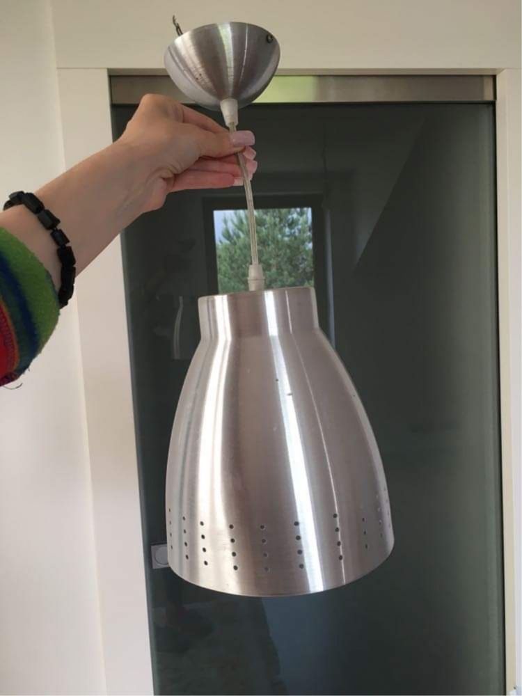 Aluminiowa lampa ikea do kuchni jadalni srebrna żyrandol