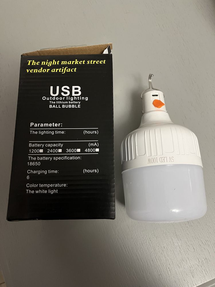 Лампа аккумуляторна портативна USB Led 100w (розмір 17см на 10см)