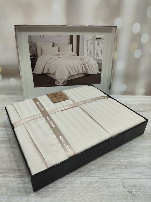 Комплект постельного белья Страйп Сатин BESTina Gold