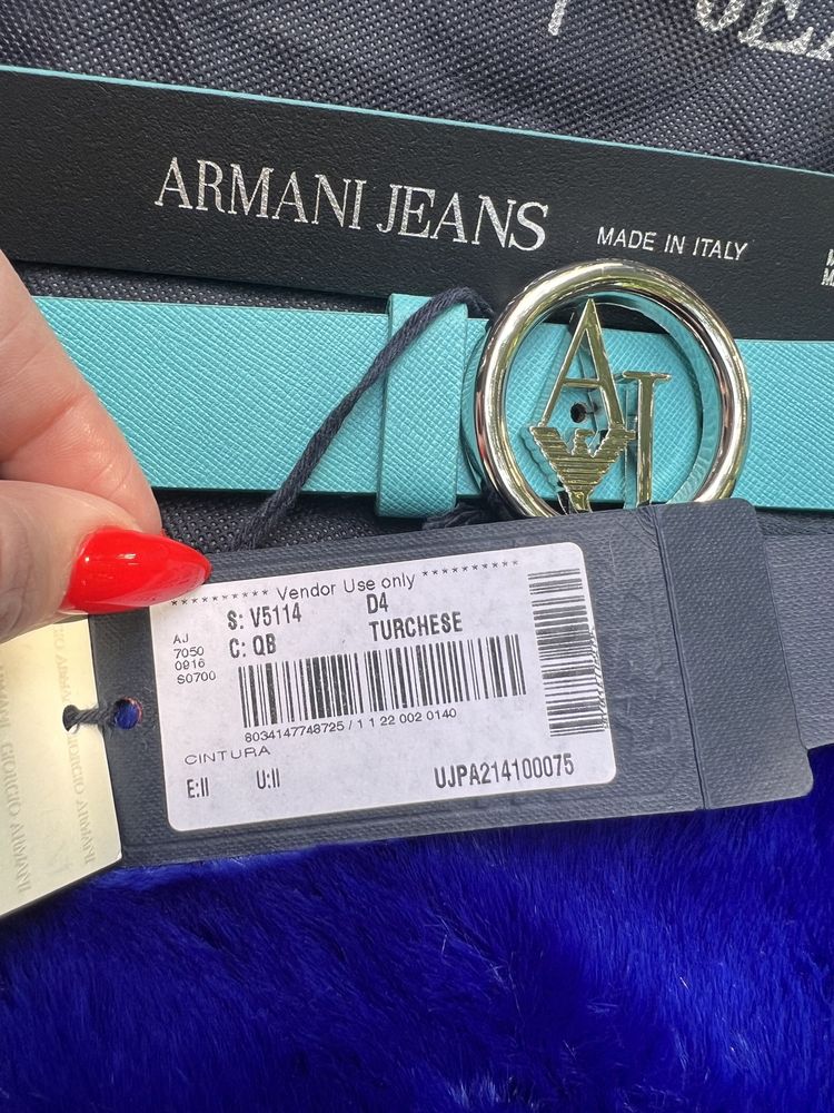 Turkusowy pasek Armani Jeans