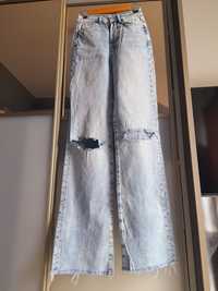 Szerokie spodnie dżinsy Mom szwedy szeroka nogawka luźne Xs 34