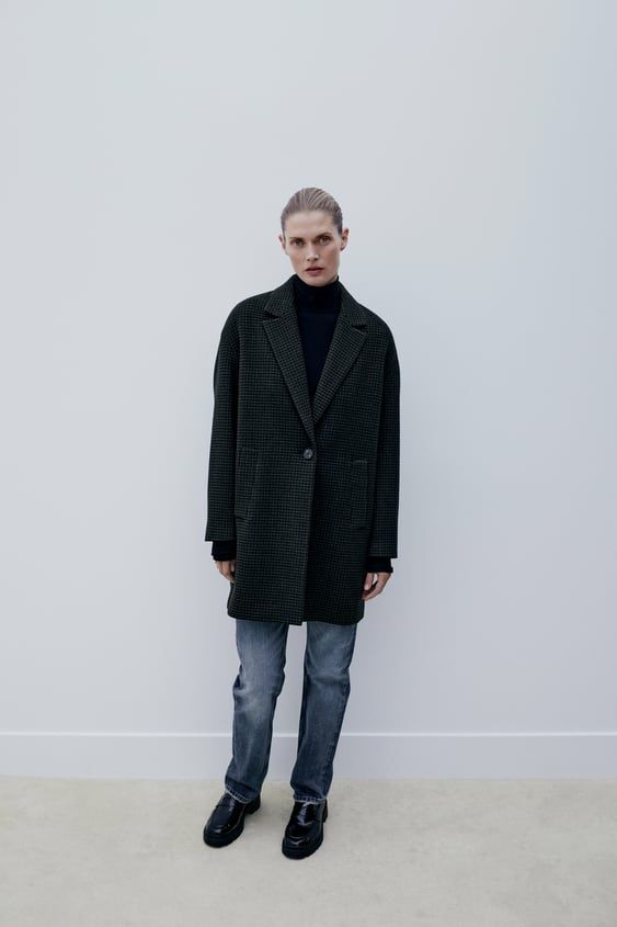 XS/S Zara oversize płaszcz w pepitkę kratkę marynarka