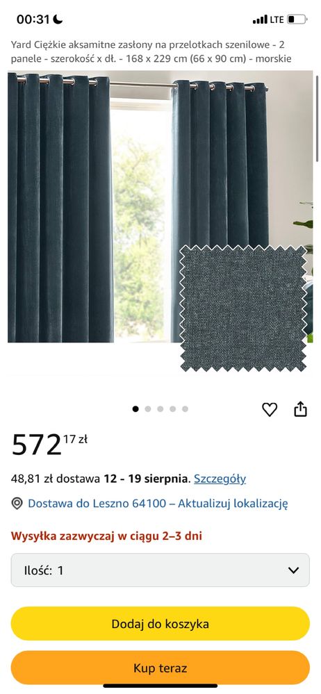 Yard Heavy Chenille zaciemniające zasłony z oczkami