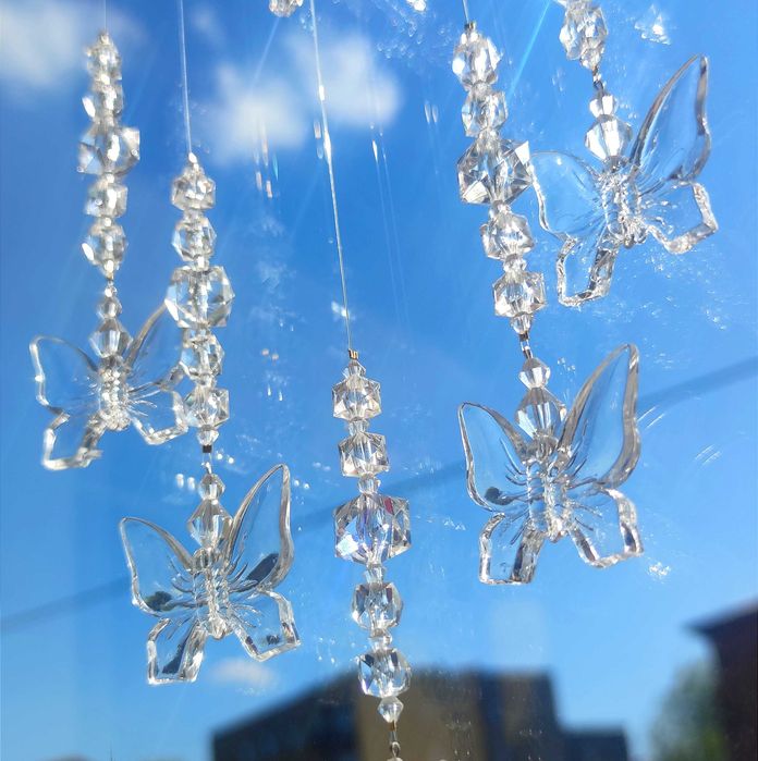 Serce łapacz snów z kryształkami motyle ozdobna zawieszka