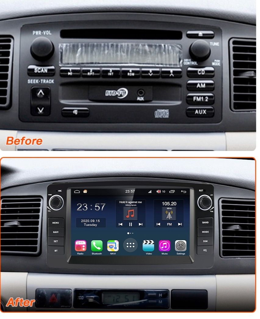 Radio nawigacja TOYOTA COROLLA E120  2000 ÷ 2006 Android Carplay