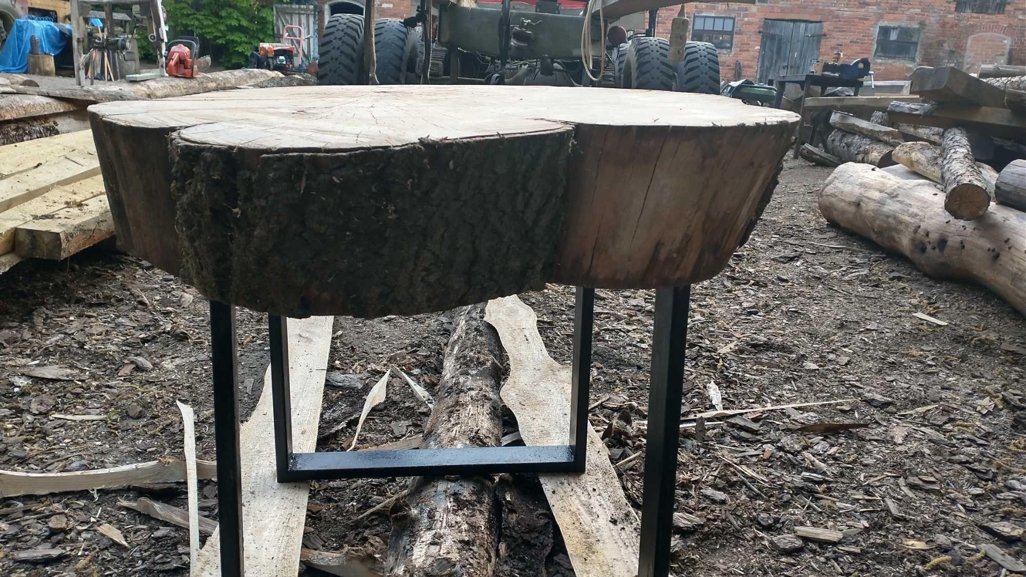Stół industrialny buk nogi metal malowane czarne 85 cm średnicy tanio