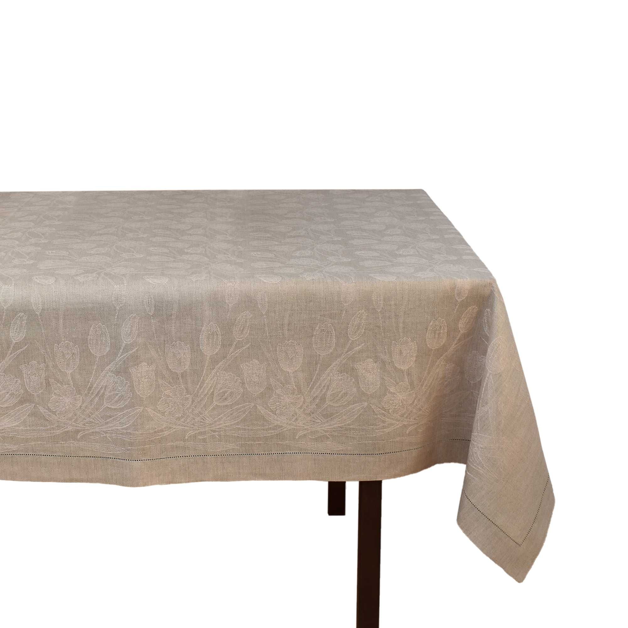 Toalha de mesa retangular 178x300, linho puro, jacquard