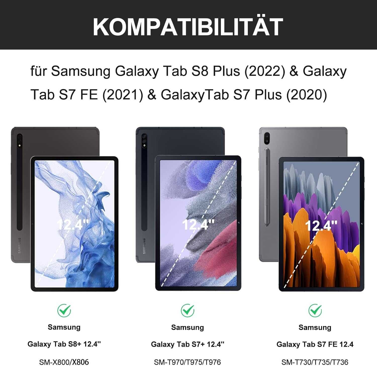 JADEMALL etui klawiatura touchpad LED Samsung Galaxy Tab S8+ S7 FE S7+