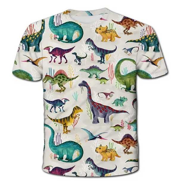 Bluzka na krótki rękaw koszulka T-shirt w dinozaury 122 7 lat