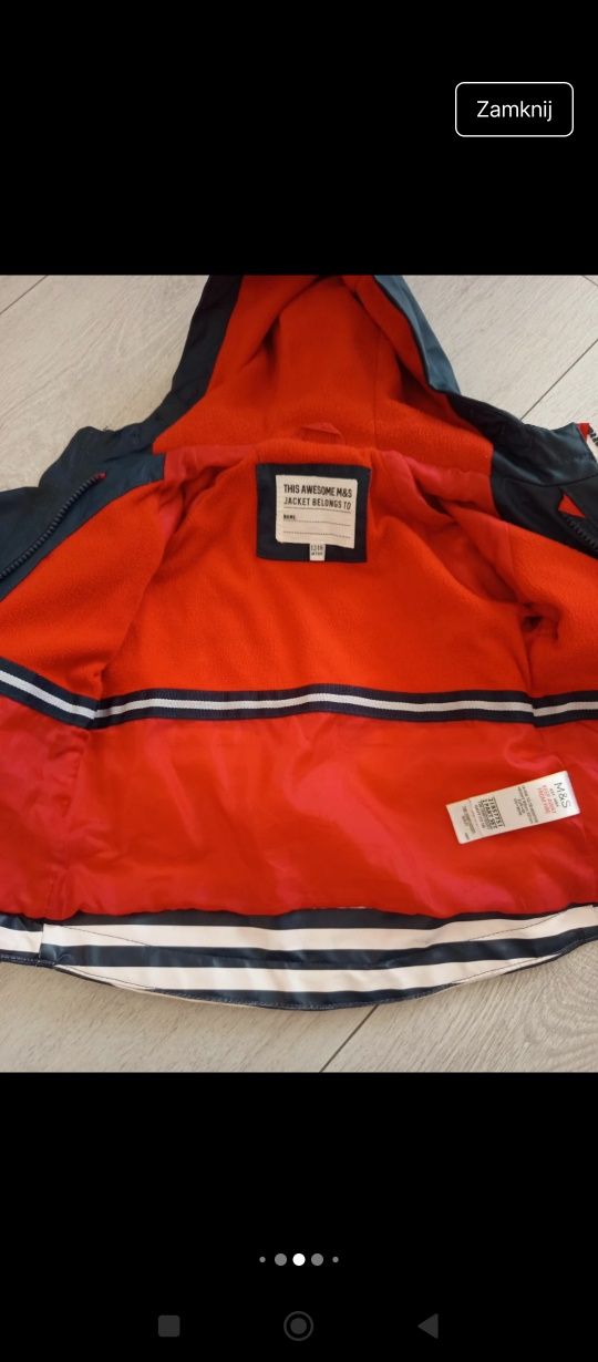 Gumowana kurtka dla chłopca Nieprzemakalna 80/86 M&S wiosna /jesień