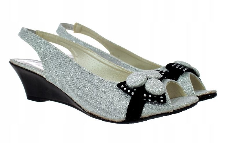 Rozmiar: 39 Sandały Buty Sandałki Białe Koturn 5426 Roz. 39