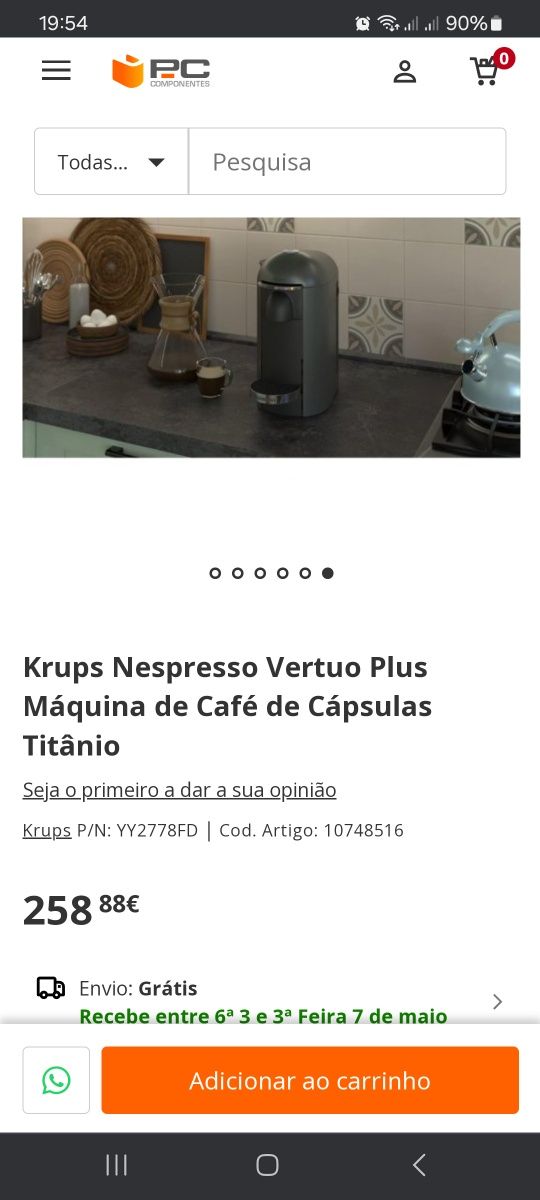 Máquina nespresso Vertuo Titanium