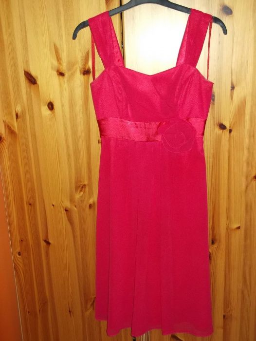 Soczyście malinowa elegancka sukienka XS