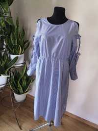Niebieska sukienka w paski Reserved rozmiar 42