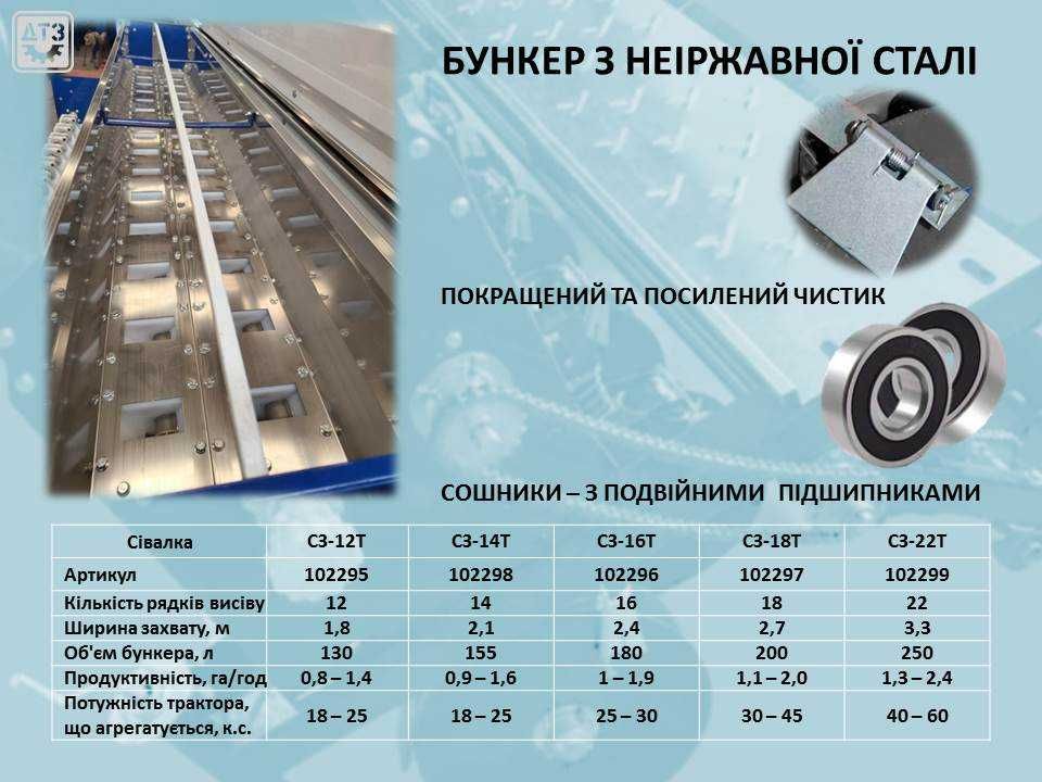 Сівалка  зернотукові тракторні ДТЗ розміри СЗ-12 ; СЗ-22