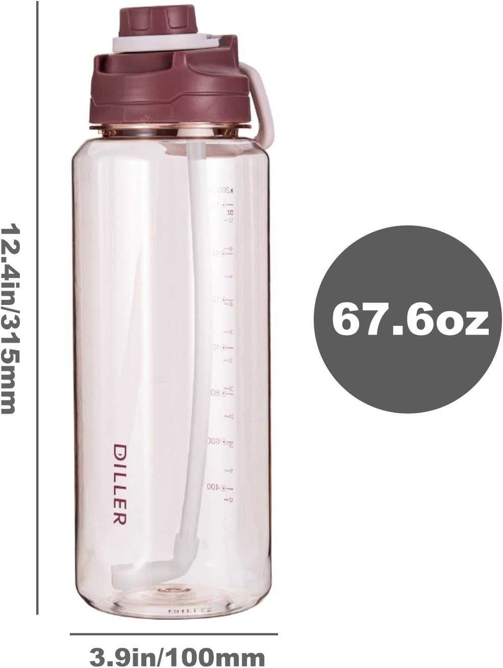 пляшка  для води  Diller BPA- Gym 2л. червоний