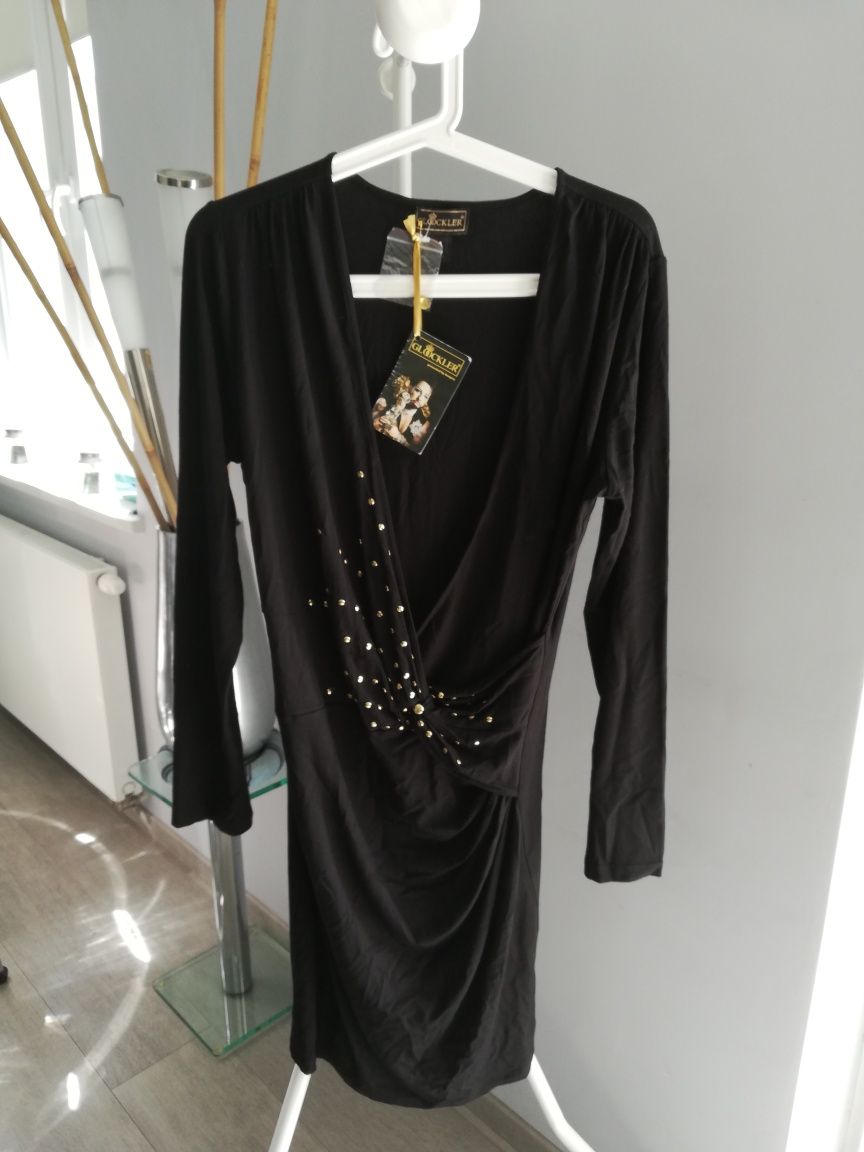 GLOOCKLER Przepiękna sukienka TUNIKA z aplikacjami r. 14/40-42/L/XL