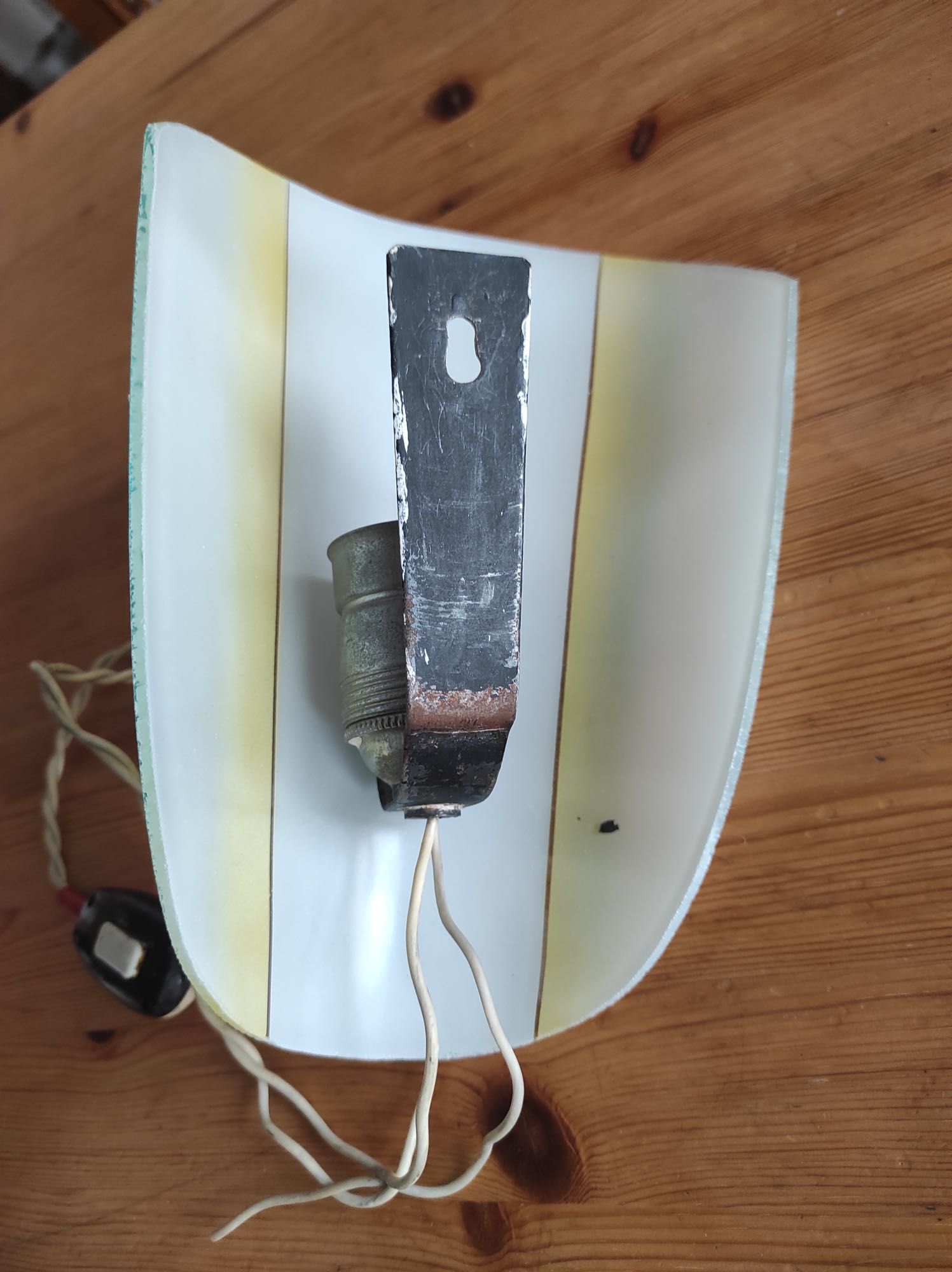 lampa ścienna kinkiet szklany obły lata 60