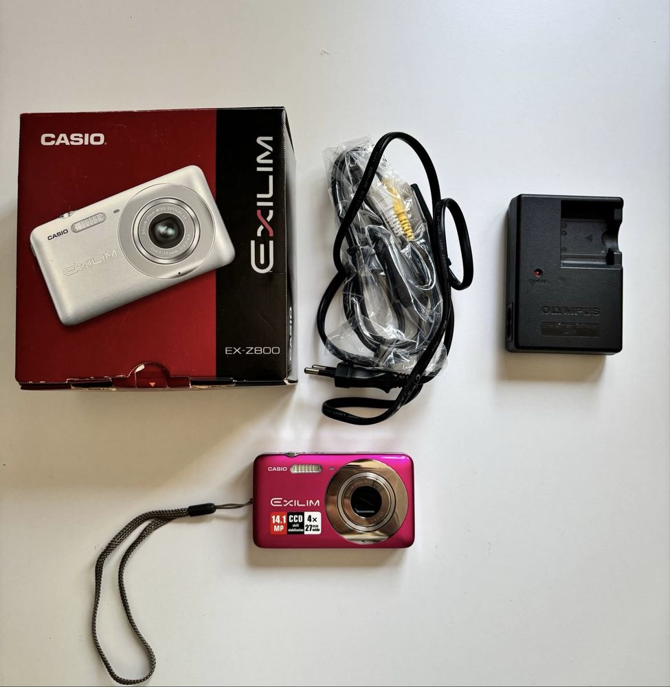 Casio exilim ex-z800 +16gbSD RÓŻOWY jak NOWY!Y2K! aparat cyfrowy 2000s