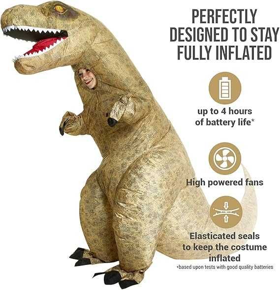 Kostium Strój Dmuchany Nadmuchiwany Dinozaur T-Rex Dla Dzieci K534