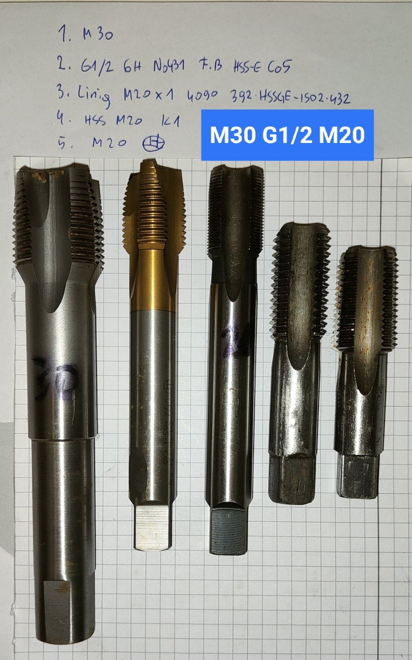 Gwintownik M30 M27 M24 M22 M20 M18 M16 G1/2 M2 M3 M5 M7 M2.5 M9 M6