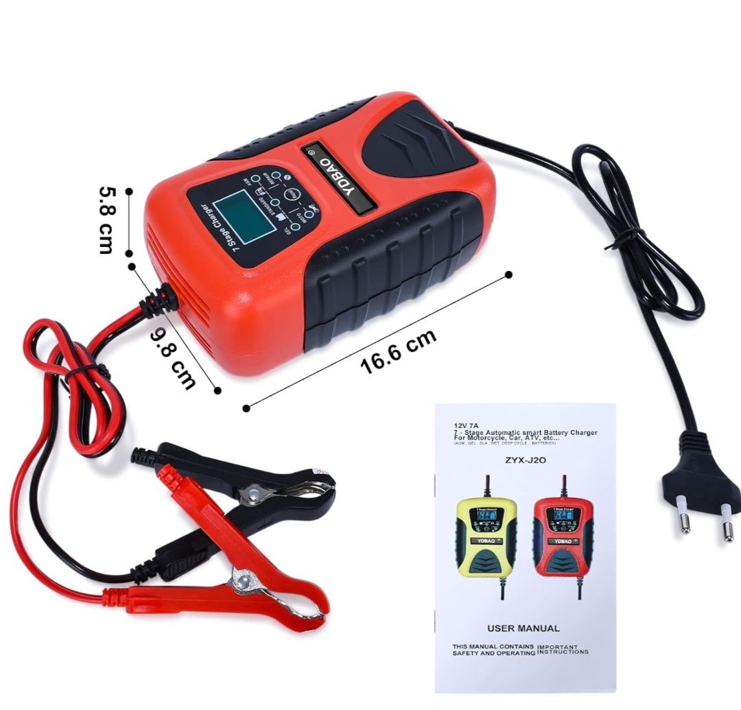 NOVO - Carregador de baterias Auto 7A 12V - carregador inteligente