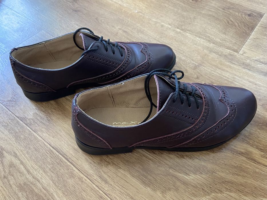 Кожаные туфли оксфорды р.37