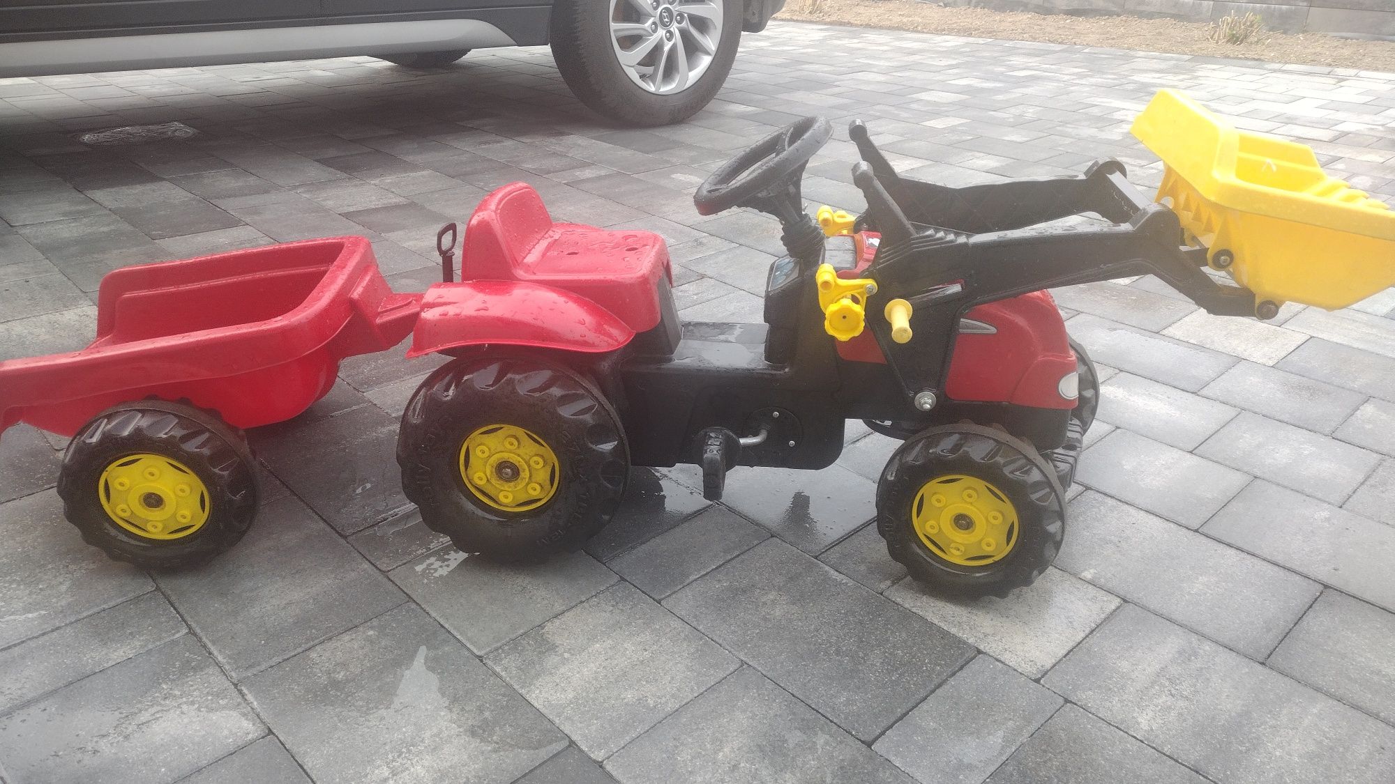 Rowerek traktor na pedały z przyczepą dziecięcy kopara dla dziecka