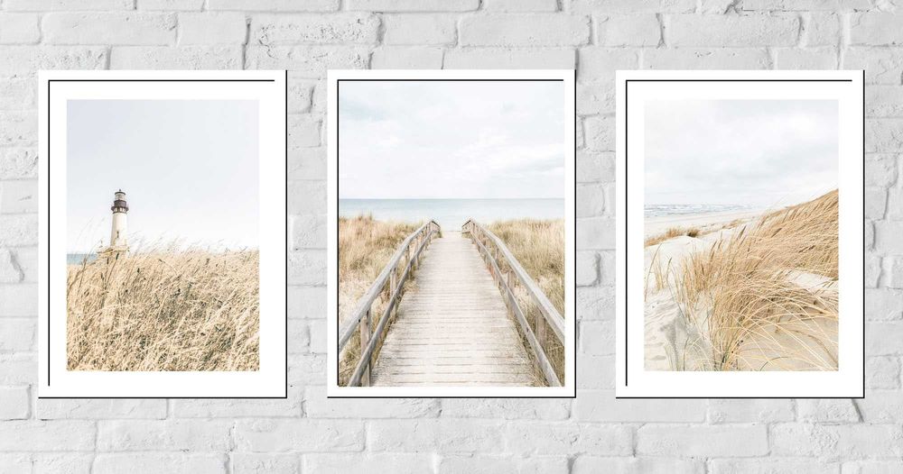 50x40 obrazy w ramie plakaty ramka TRAWA MORZE WIDOKI MOST NATURA BOHO