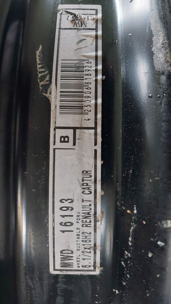 Felgi stalowe Renault, Dacia, Nissan 4x100 6,5J16 ET40