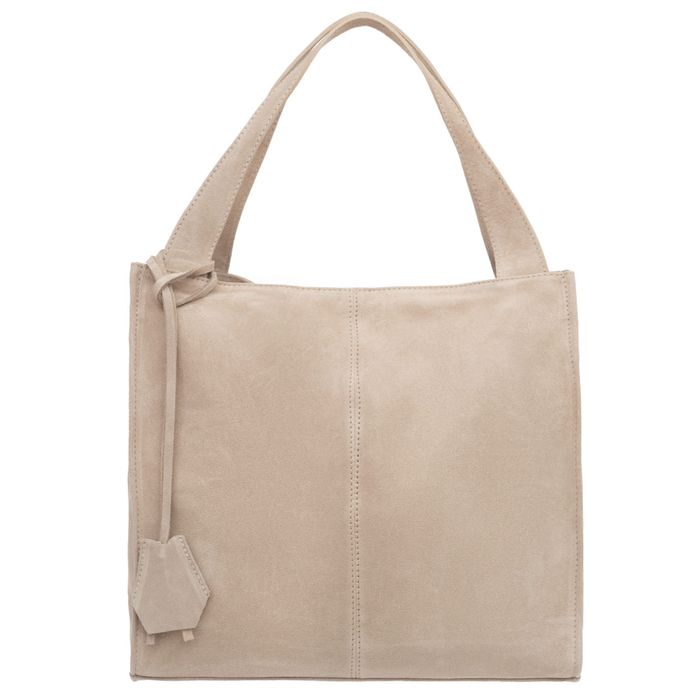 VERA PELLE torebka zamszowa shopper klasyczna na ramię V624 beżowa