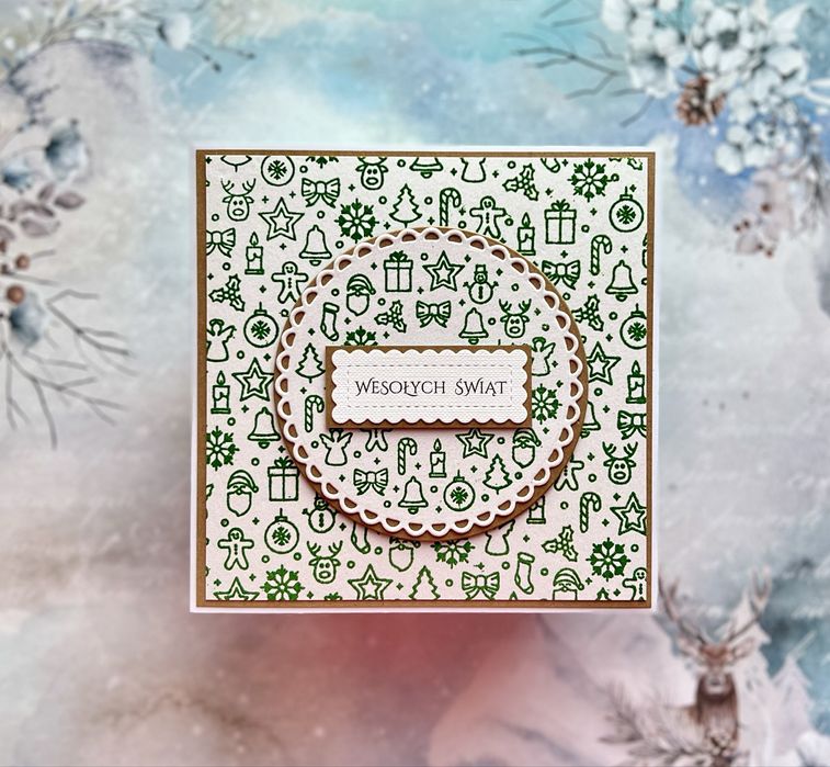 Kartka świąteczna ręcznie robiona z kopertą