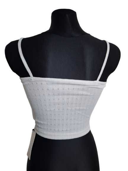Popielaty crop top ażurowy (485)