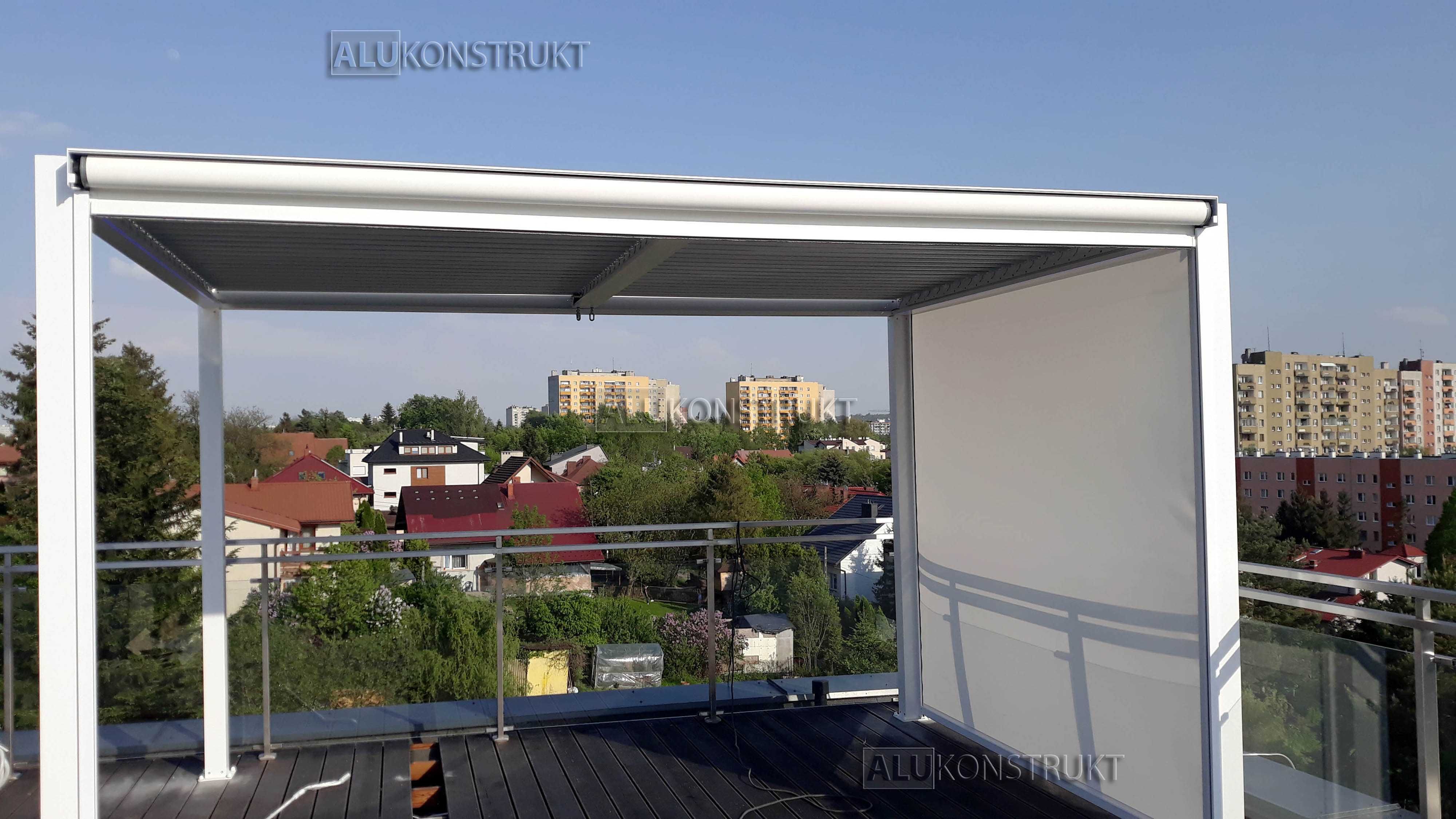 Pergola BIO-FIT 400x300 Biała z LED RGB Aluminiowa lamelowa